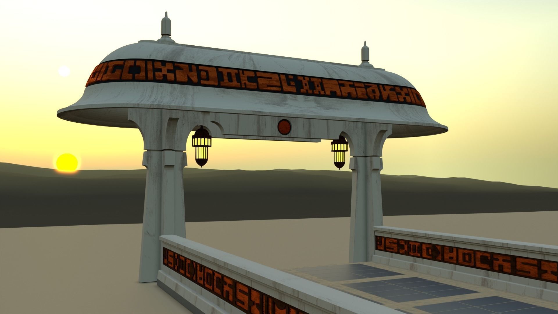 Ralph McQuarries Bazaar  - Set 4 - Gate  1-18 scale 3D print model_4