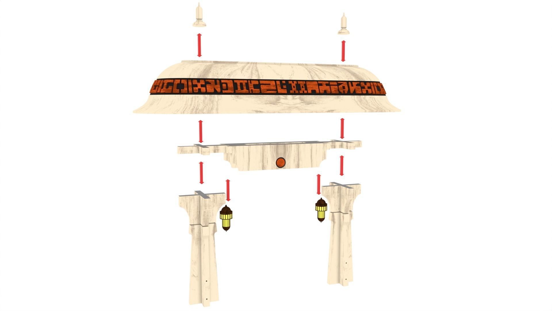 Ralph McQuarries Bazaar  - Set 4 - Gate  1-18 scale 3D print model_9