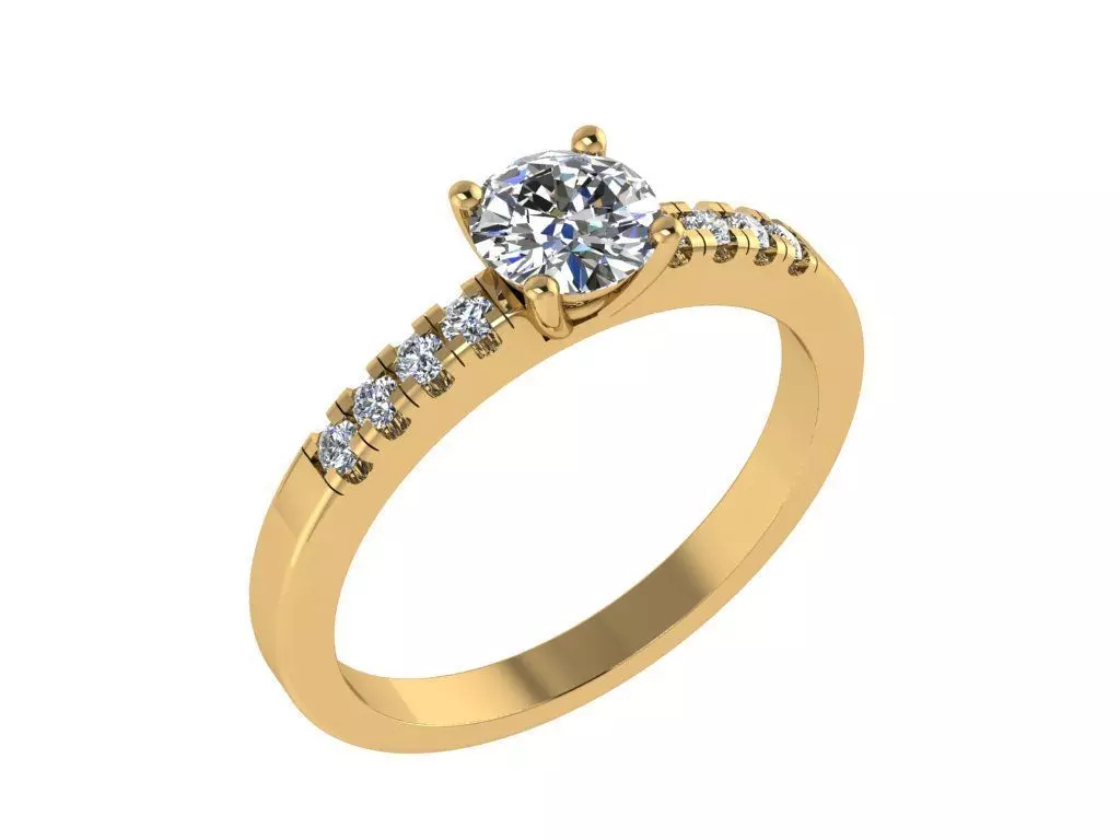 Ring082 diamond engagement ring gold 3D print model_0