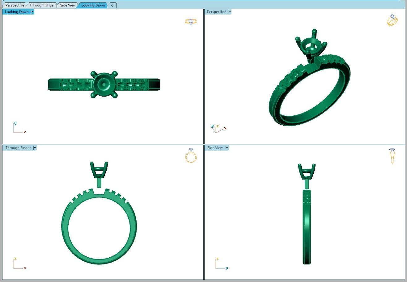 Ring082 diamond engagement ring gold 3D print model_8
