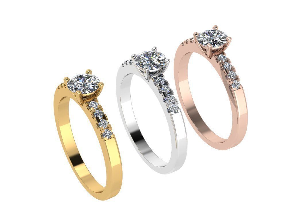 Ring082 diamond engagement ring gold 3D print model_4