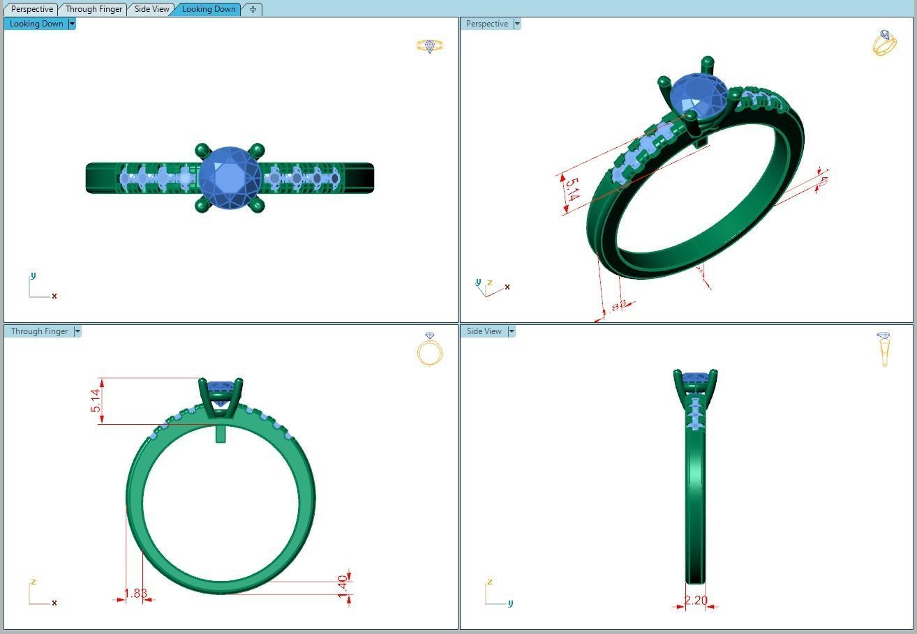 Ring082 diamond engagement ring gold 3D print model_5