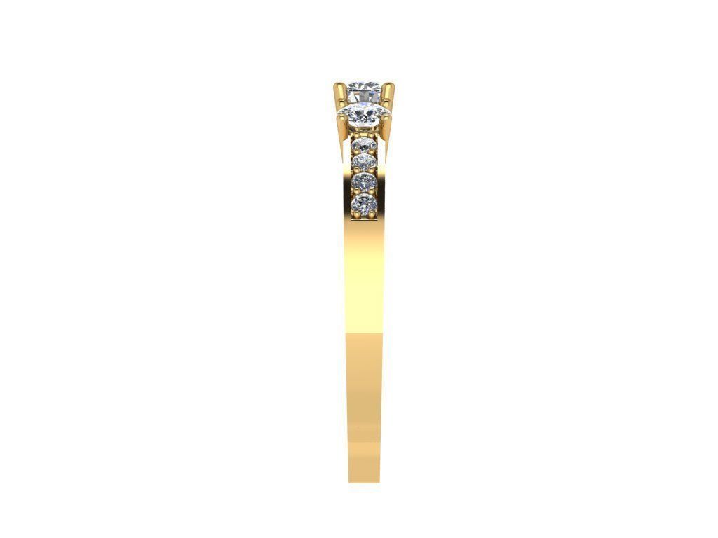 Ring083 three stone diamond ring gold 3D print model_3