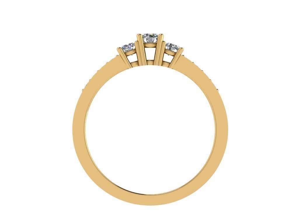 Ring083 three stone diamond ring gold 3D print model_2