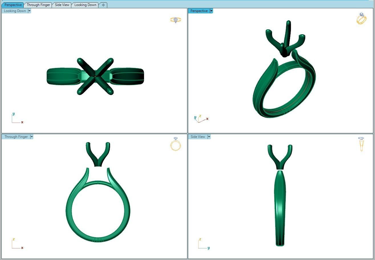 Ring084 solitaire engagement ring gold 3D print model_8