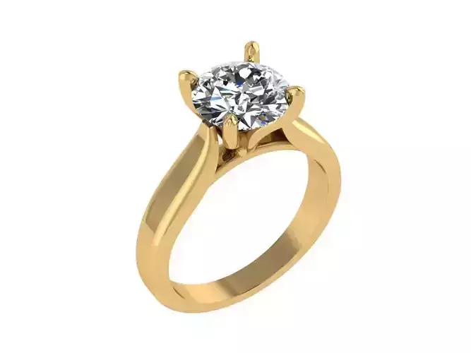 Ring084 solitaire engagement ring gold 3D print model