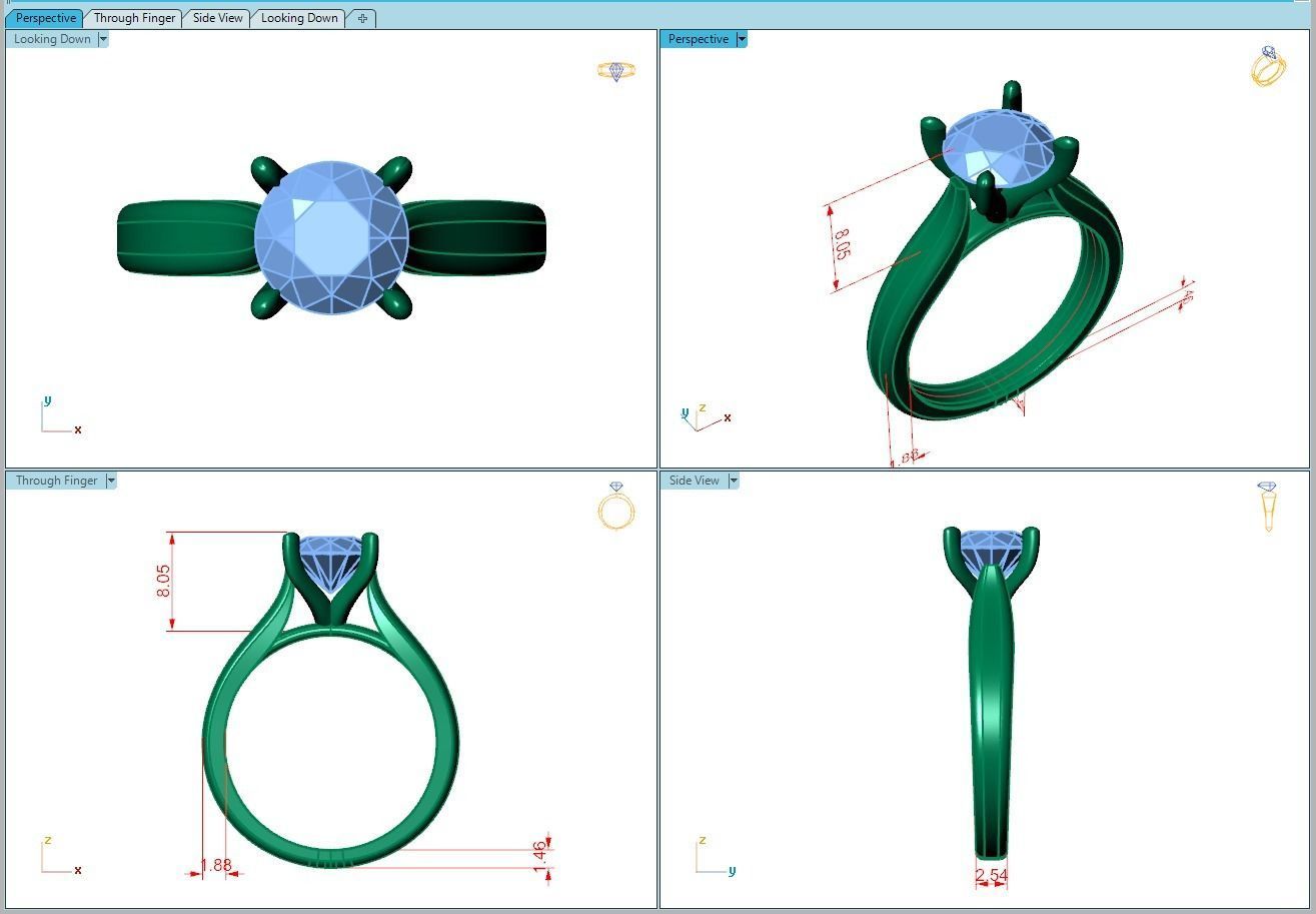 Ring084 solitaire engagement ring gold 3D print model_5
