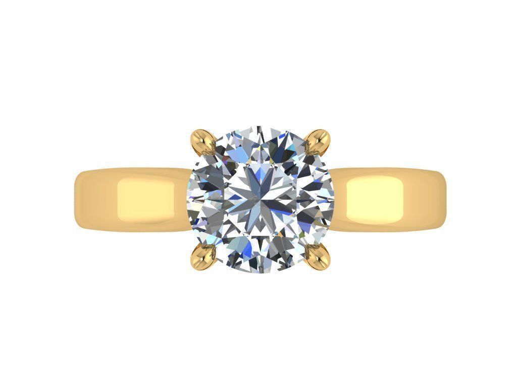 Ring084 solitaire engagement ring gold 3D print model_1