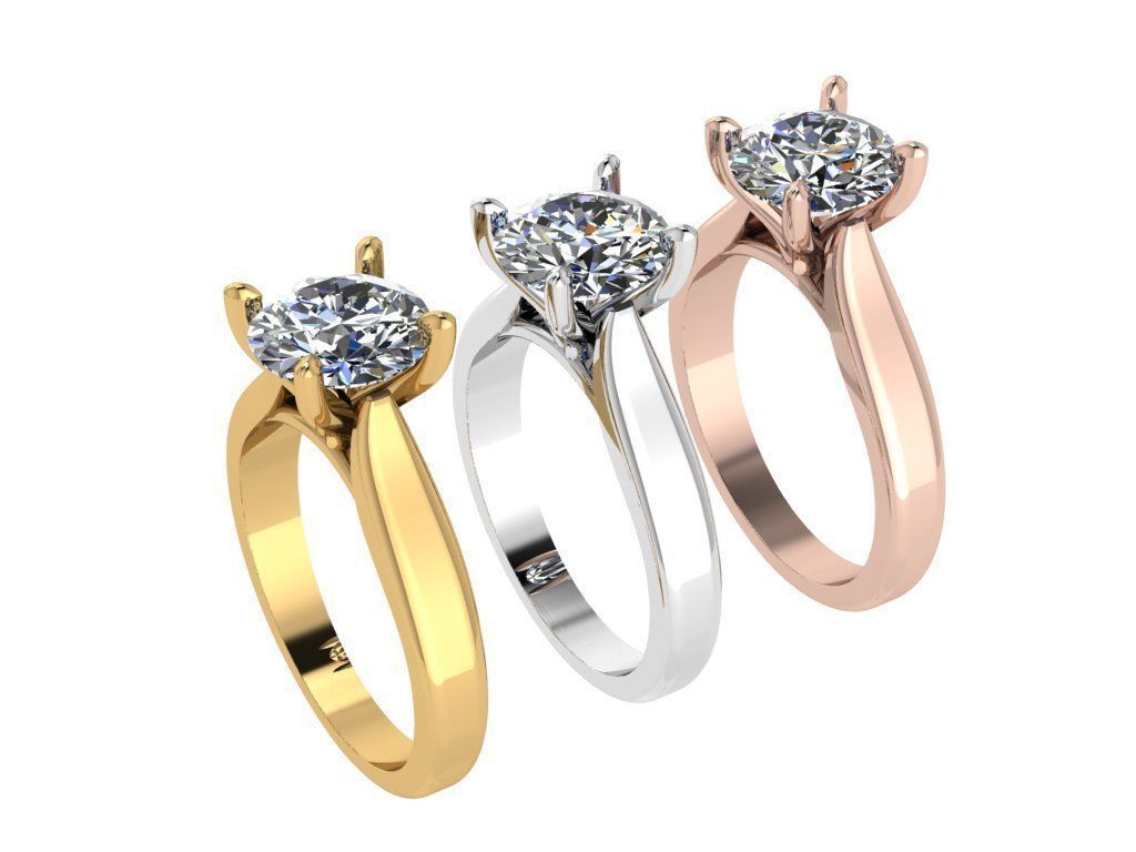 Ring084 solitaire engagement ring gold 3D print model_4
