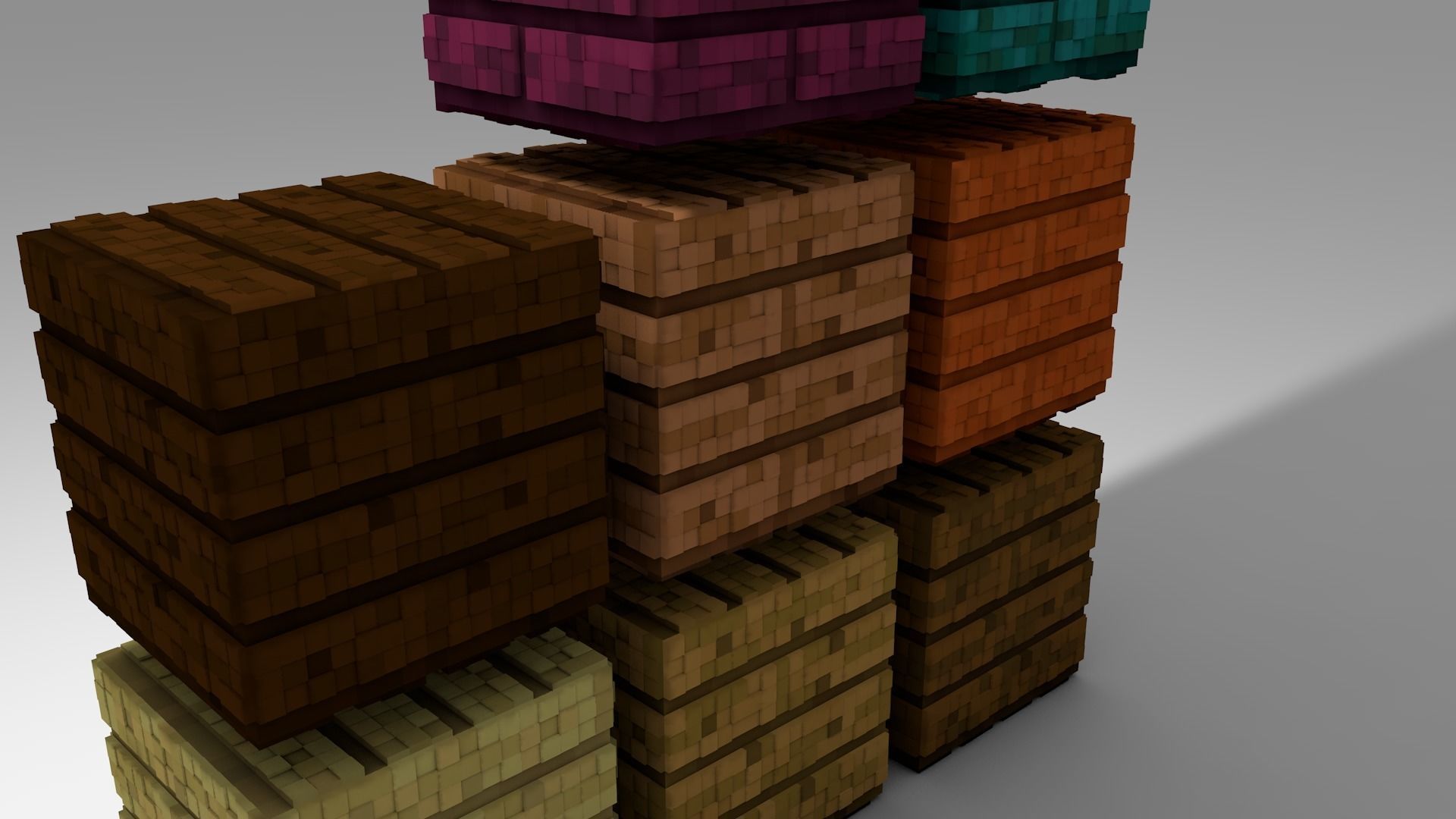 MInecrft bloks  Planks Low-poly 3D model_5