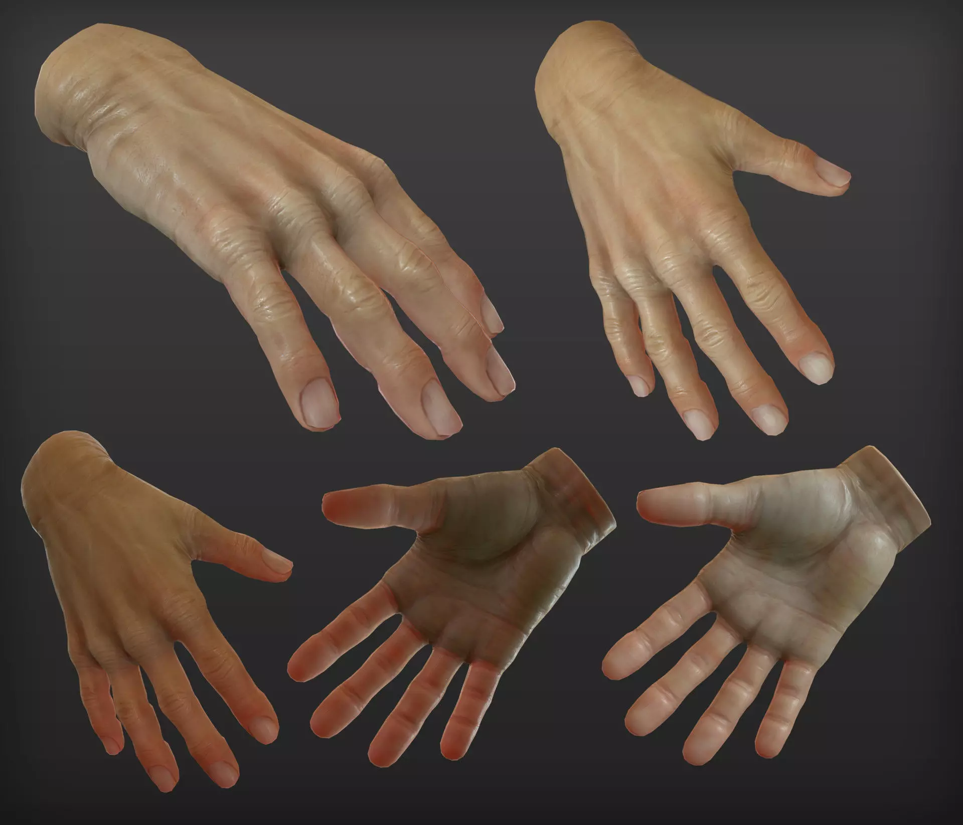 Hands set of different Low-poly 3D model_0