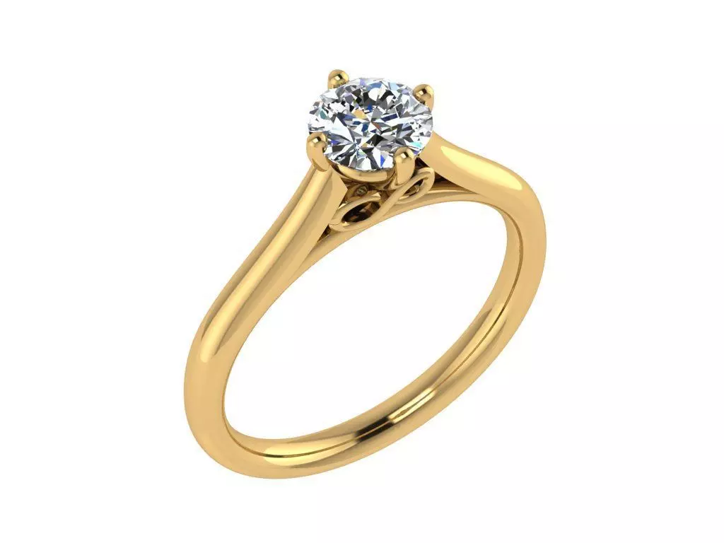 Ring085 diamond solitaire engagement ring gold 3D print model_0