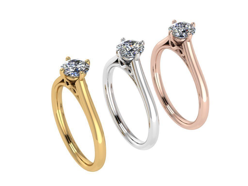 Ring085 diamond solitaire engagement ring gold 3D print model_4