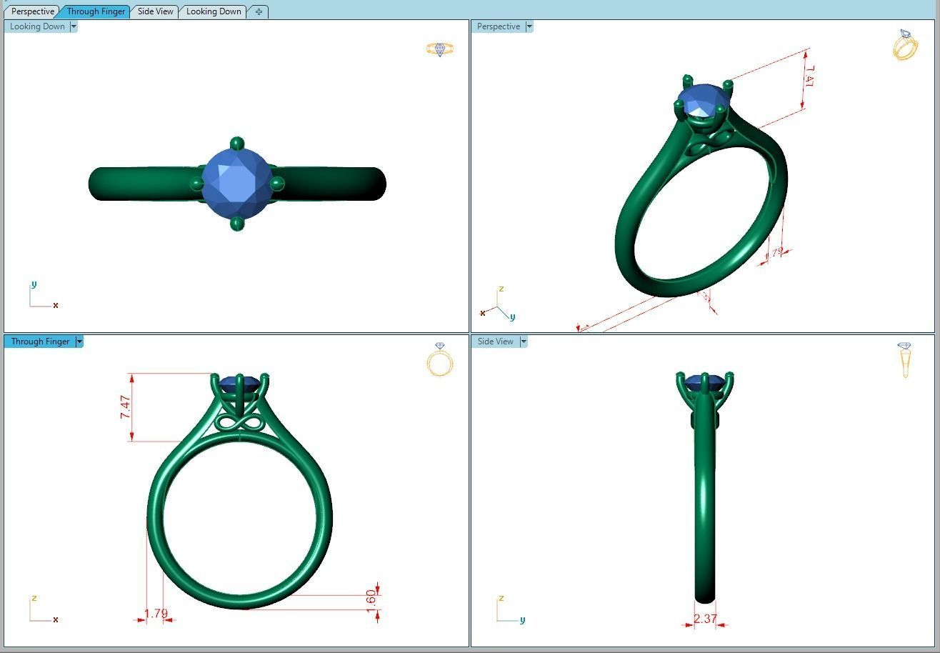 Ring085 diamond solitaire engagement ring gold 3D print model_5
