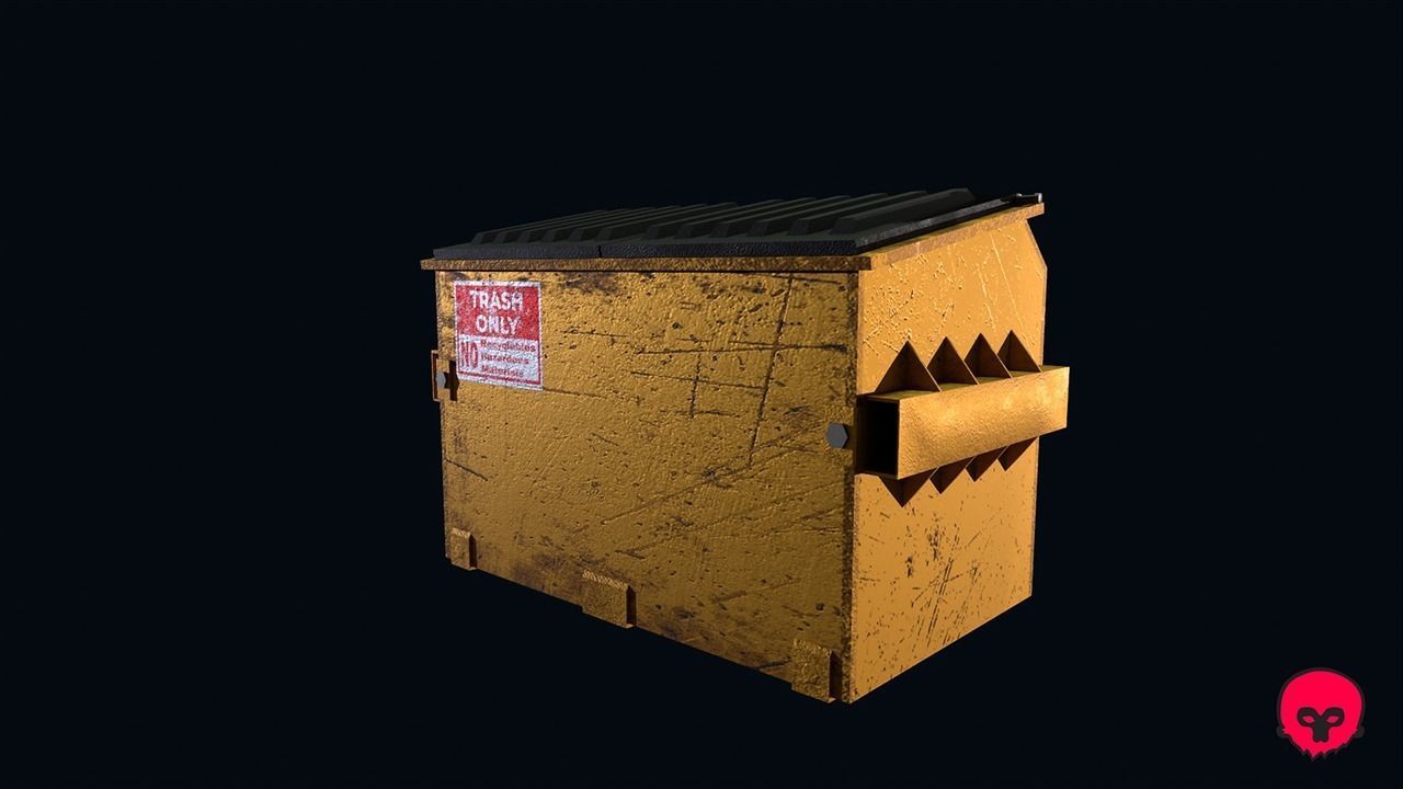 Recycling Dumpster Low-poly 3D model_2