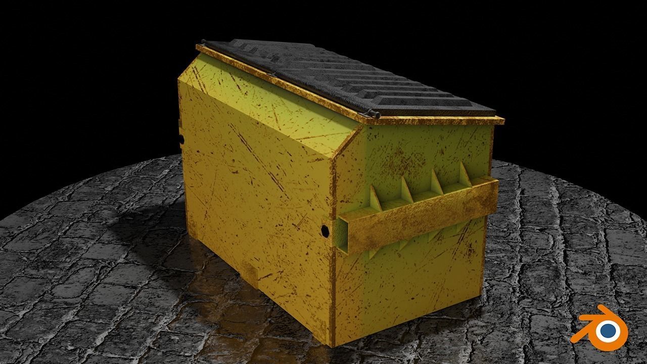 Recycling Dumpster Low-poly 3D model_7