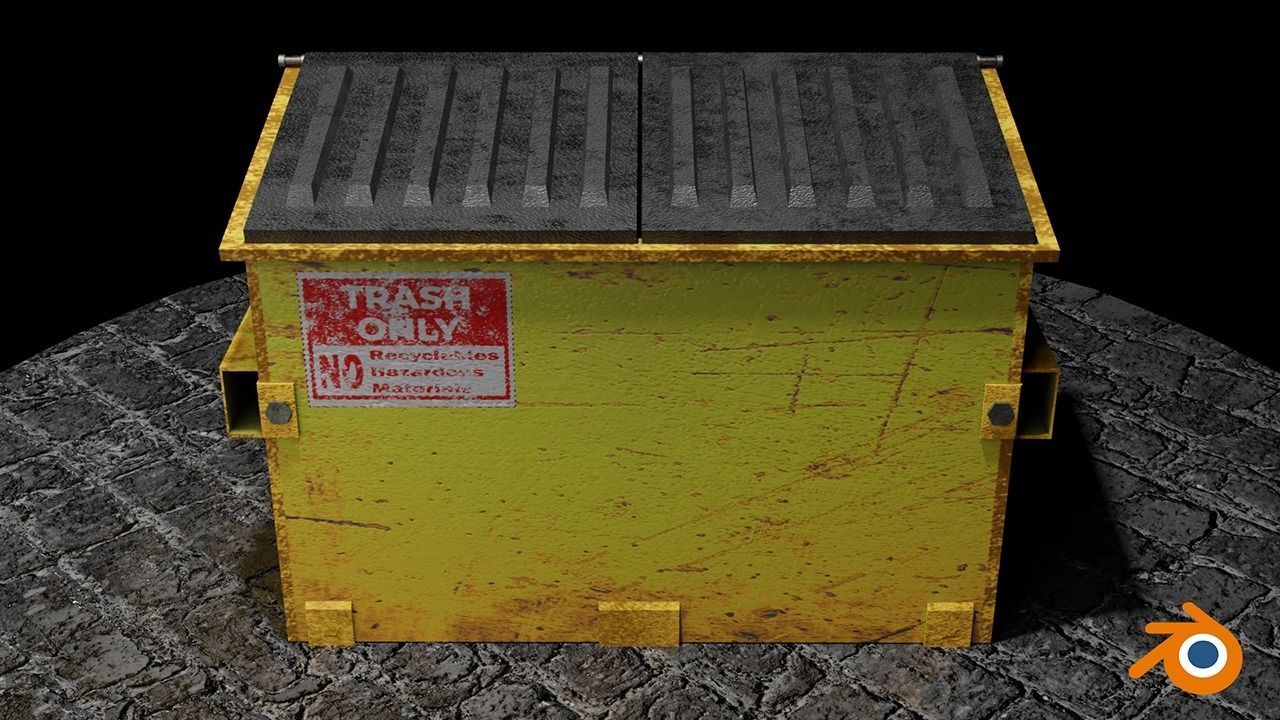 Recycling Dumpster Low-poly 3D model_8