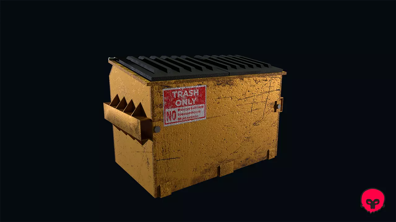 Recycling Dumpster Low-poly 3D model_0