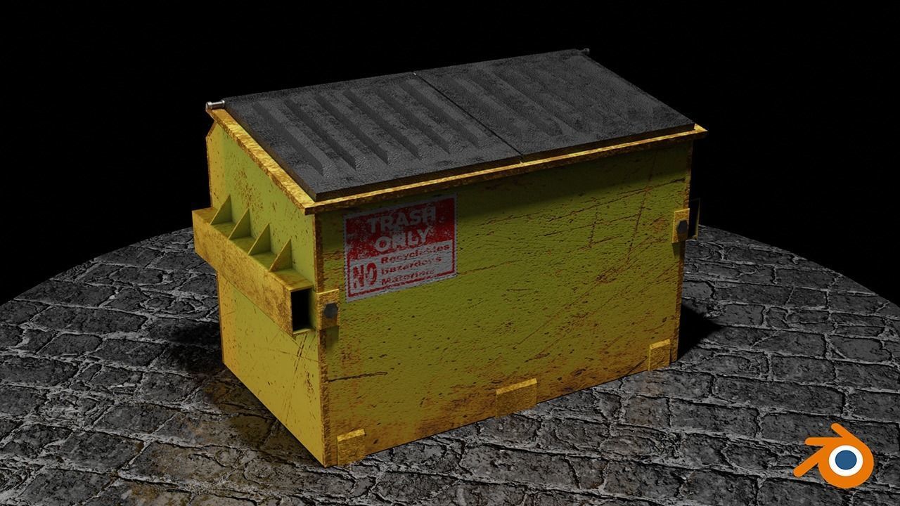 Recycling Dumpster Low-poly 3D model_6