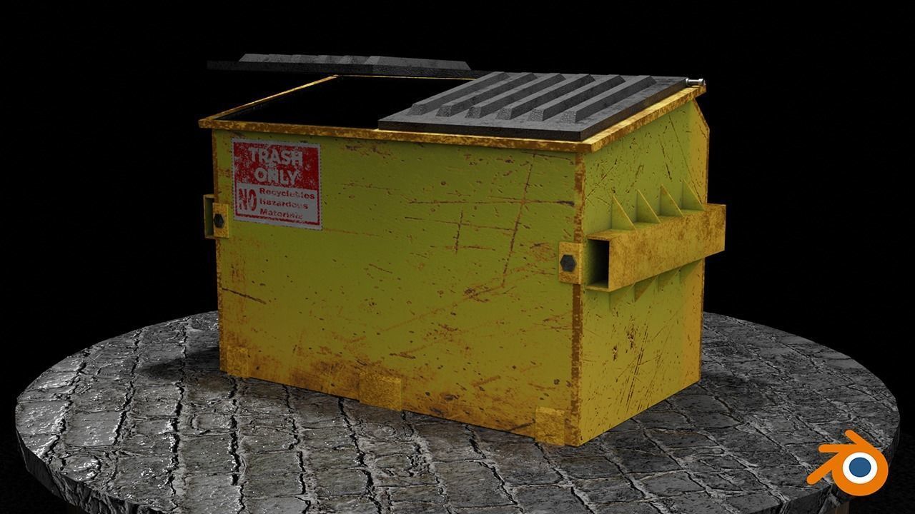 Recycling Dumpster Low-poly 3D model_10