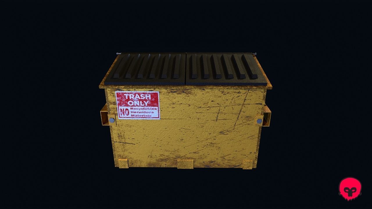 Recycling Dumpster Low-poly 3D model_3