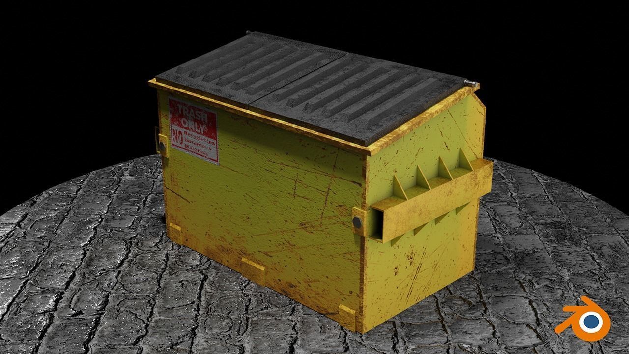 Recycling Dumpster Low-poly 3D model_5