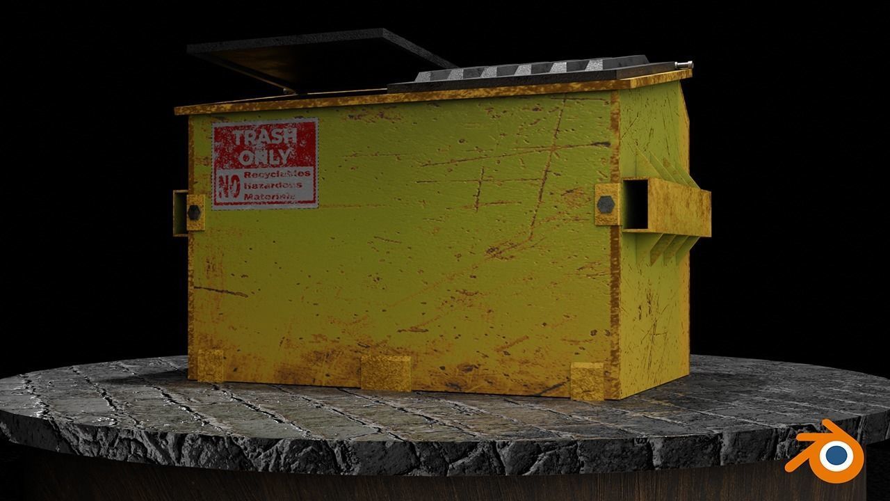 Recycling Dumpster Low-poly 3D model_9