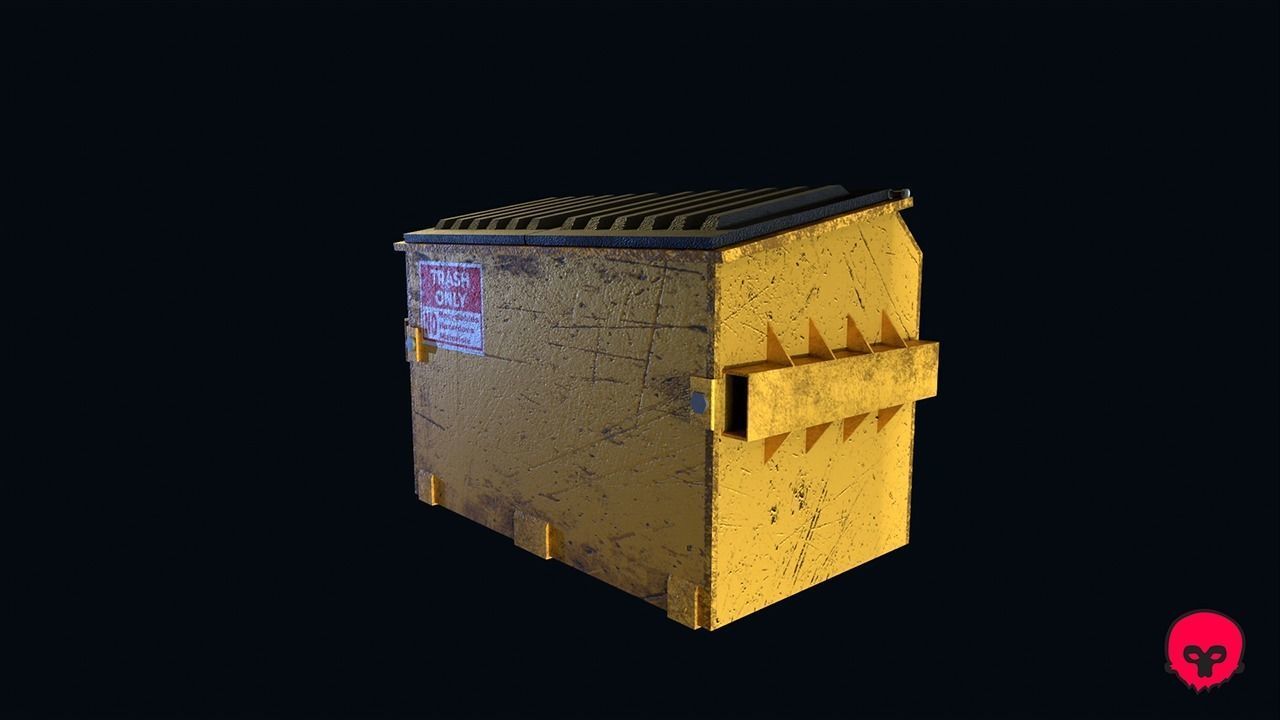 Recycling Dumpster Low-poly 3D model_4