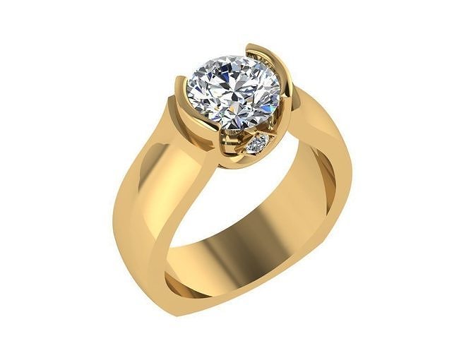 Ring086 gold engagement ring with diamond 3D model 3D printable | CGTrader