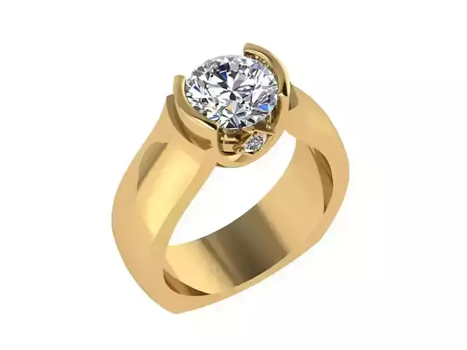 Ring086 gold engagement ring with diamond