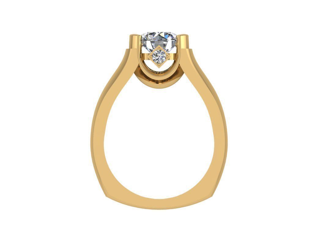Ring086 gold engagement ring with diamond 3D print model_2