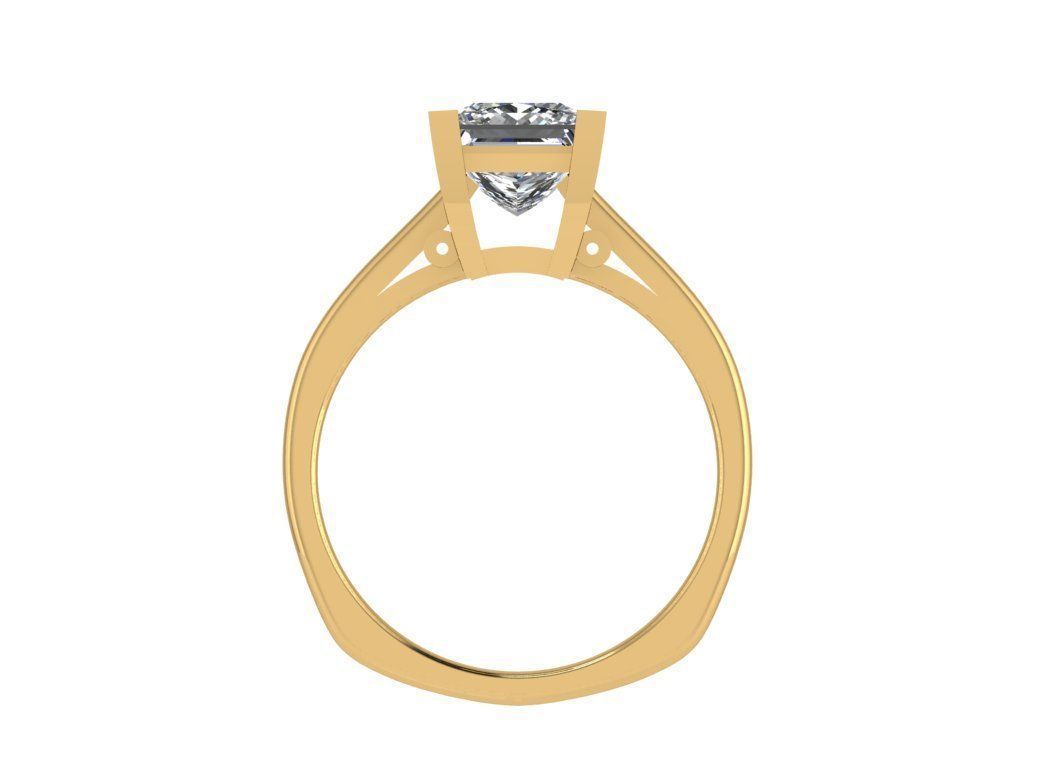 Ring087 princess cut diamond engagement ring gold 3D print model_2