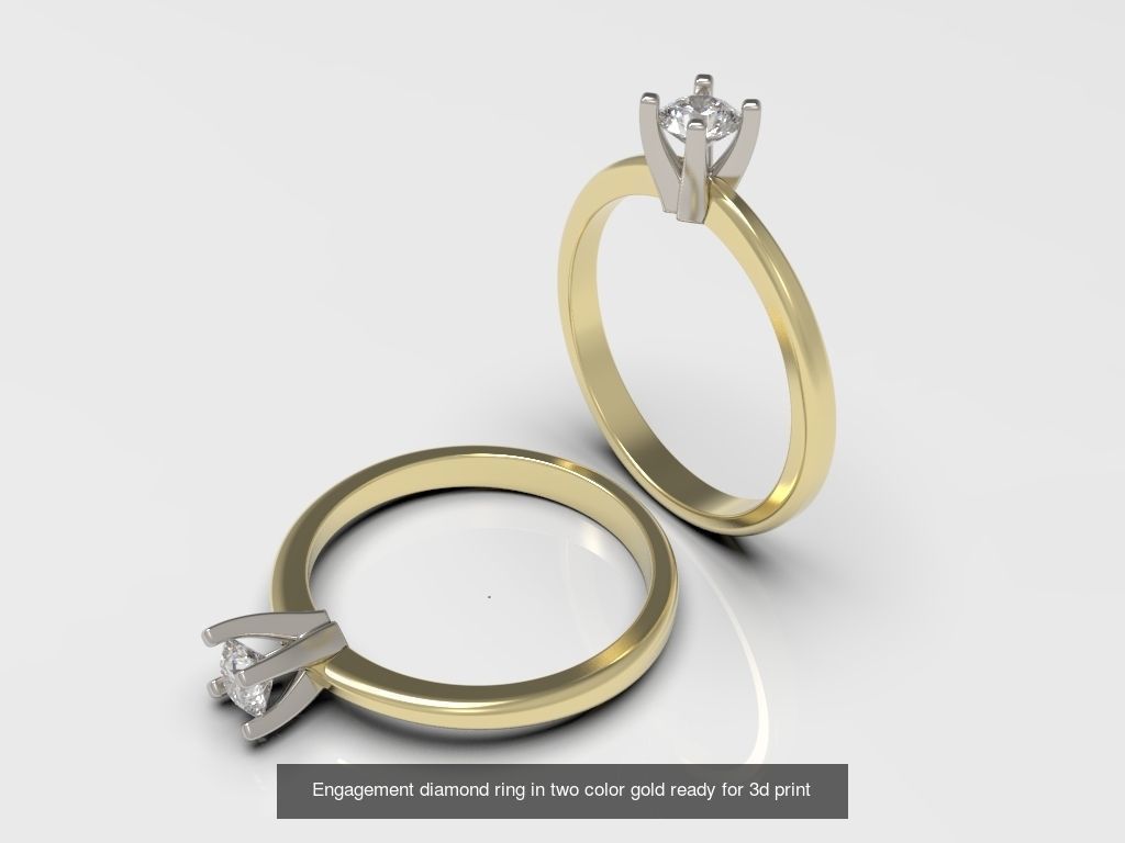 Engagement diamond rings ready for print 3D Model Collection_10