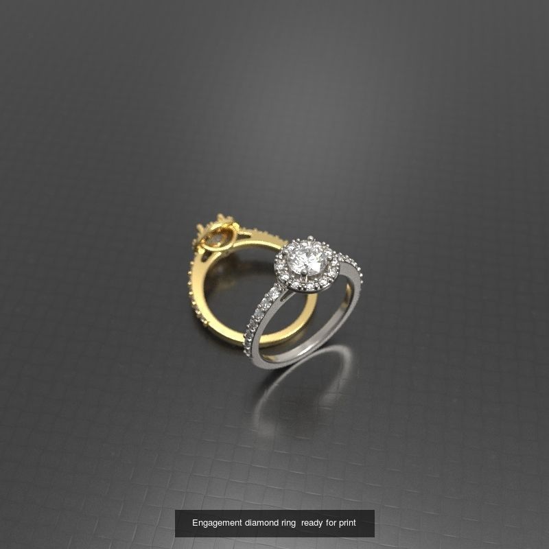 Engagement diamond rings ready for print 3D Model Collection_5