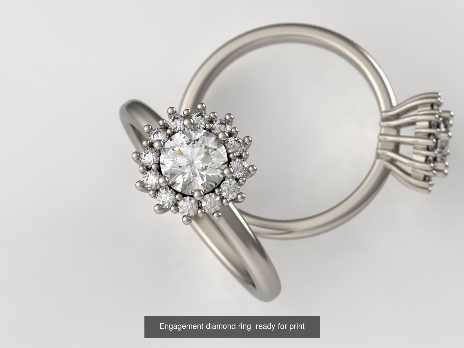 Engagement diamond rings ready for print 3D Model Collection_12