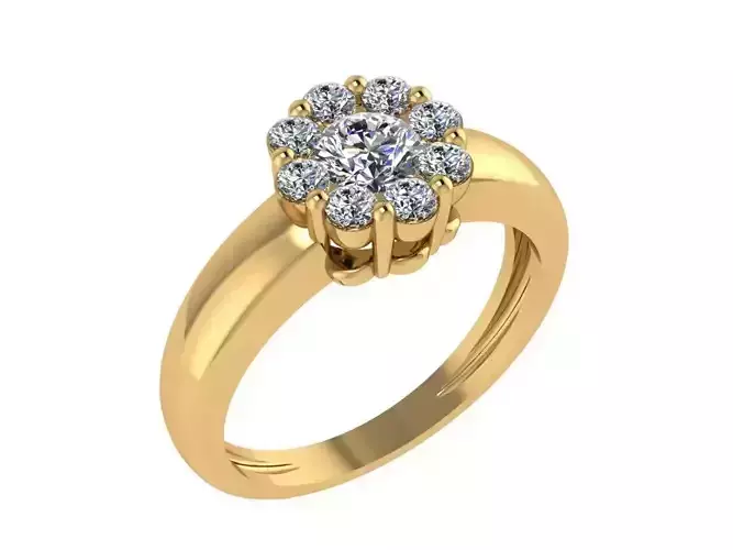 Ring089 diamond cluster ring gold