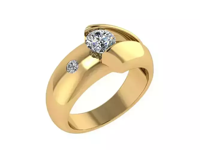 Ring091 gold ring with diamond in center