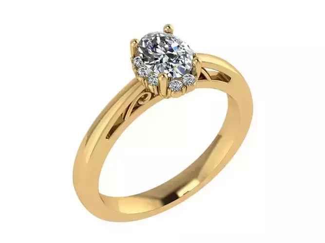 Ring093 oval diamond engagement ring gold