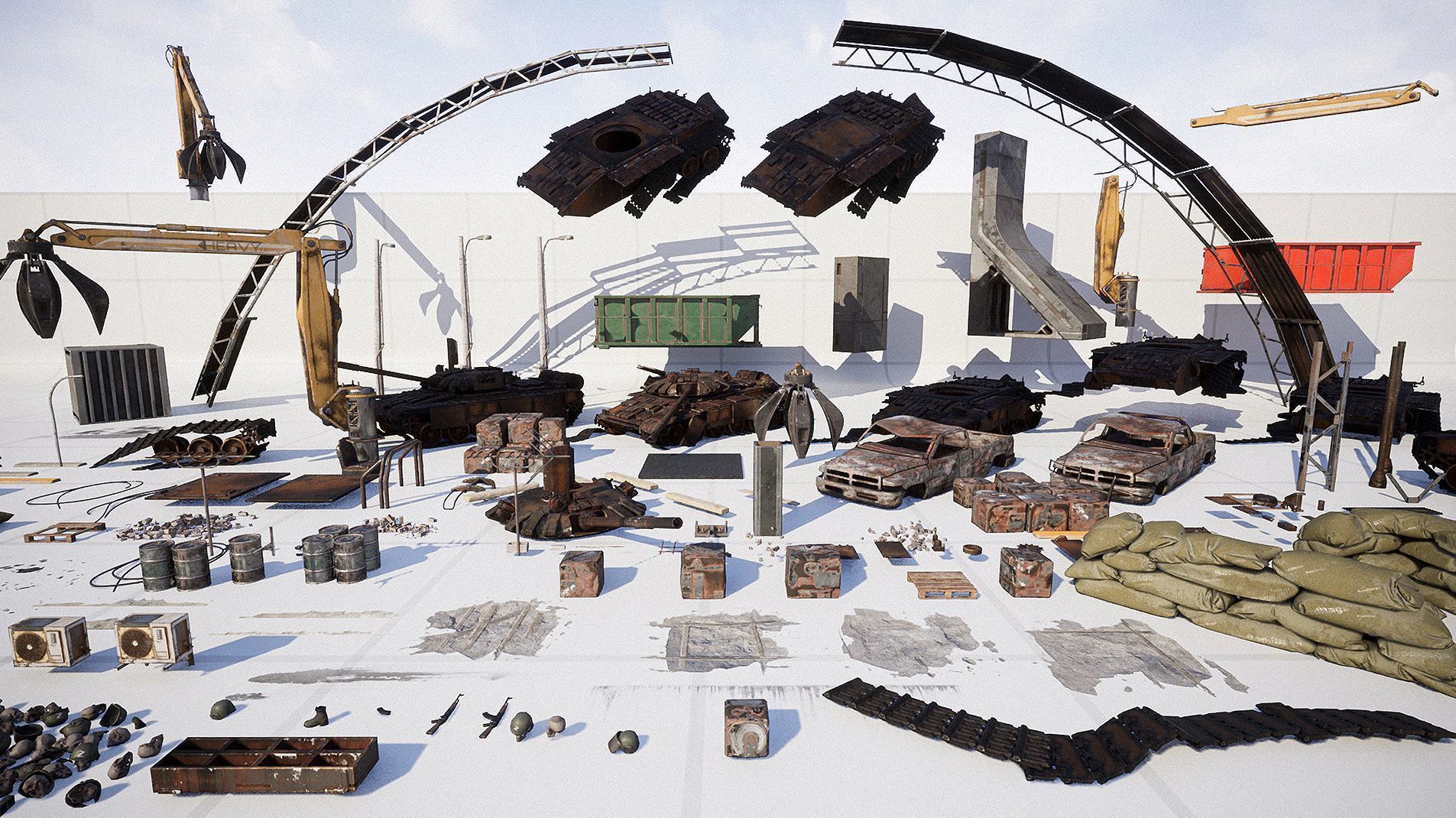 JunkYard Environment Kit Low-poly 3D model_4