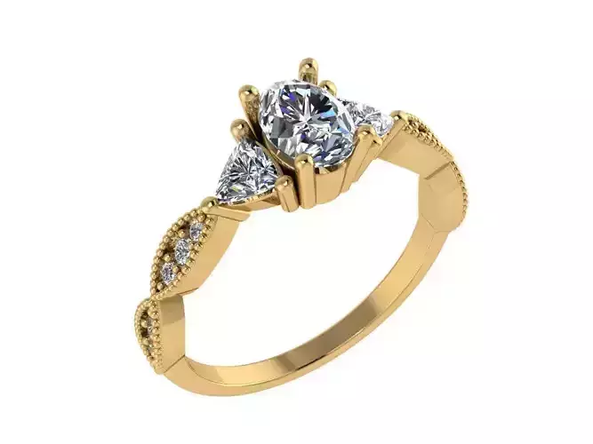 Ring095 gold engagement ring with diamonds