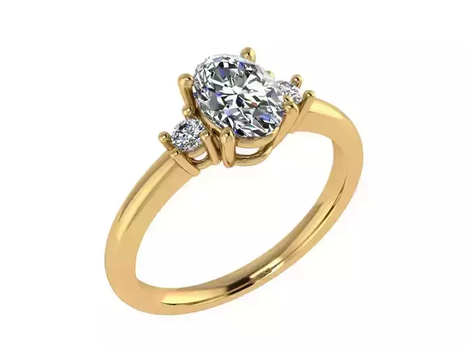 Ring096 oval diamond engagement ring gold