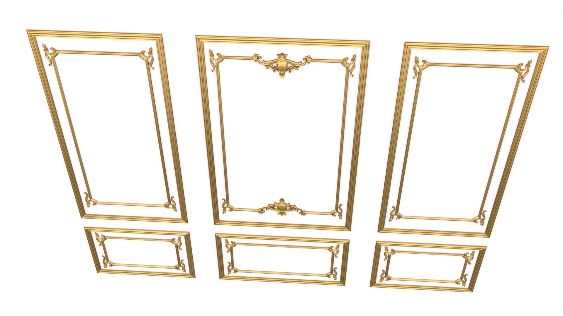 Plaster decorative frame  017 3D model_5