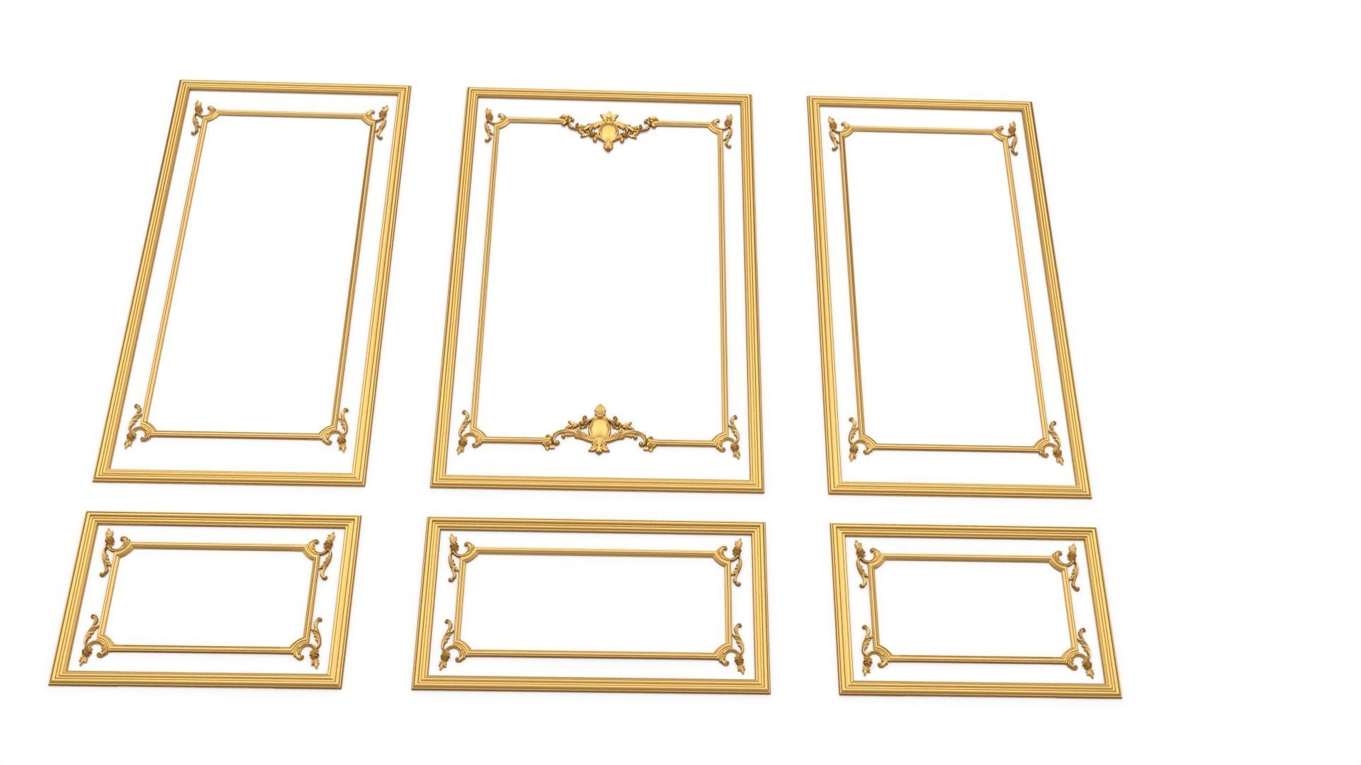 Plaster decorative frame  017 3D model_4