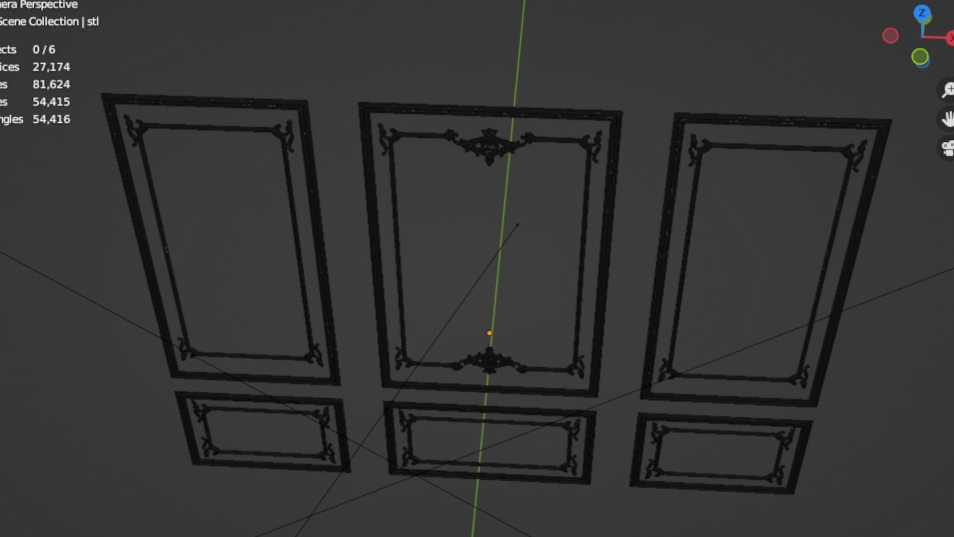 Plaster decorative frame  017 3D model_6