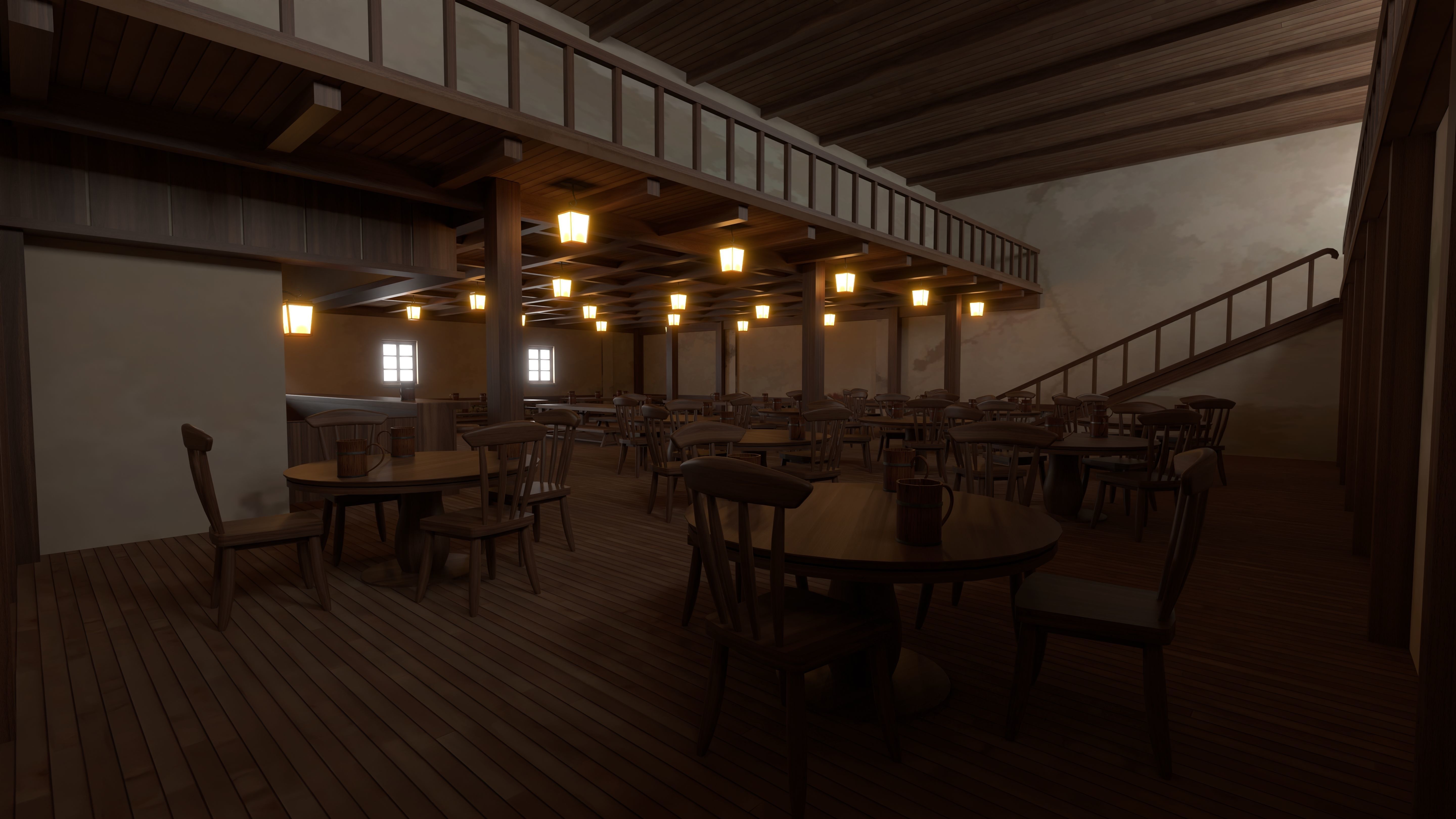 Toon Bar Medieval Low-poly 3D model_4
