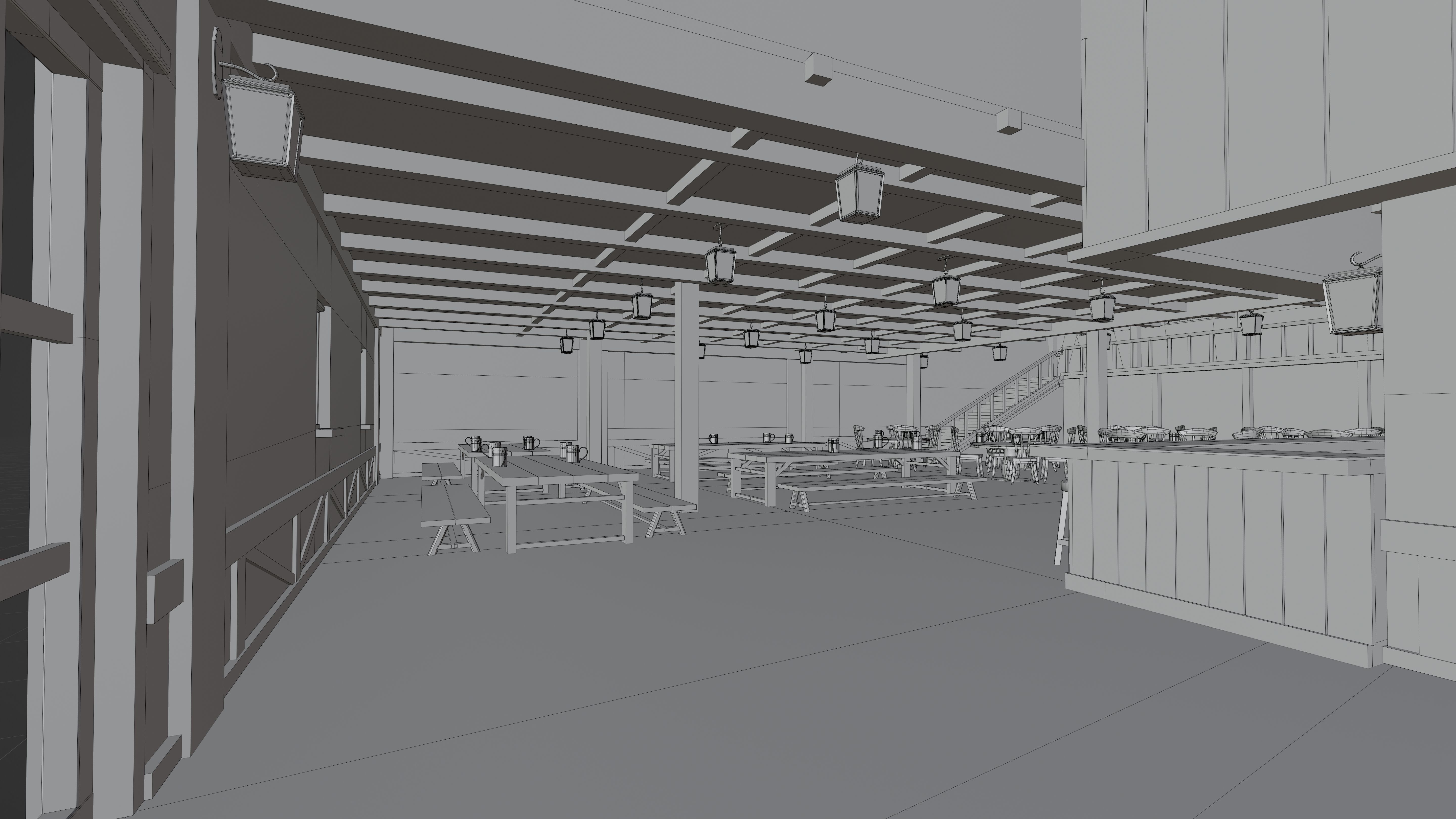 Toon Bar Medieval Low-poly 3D model_9