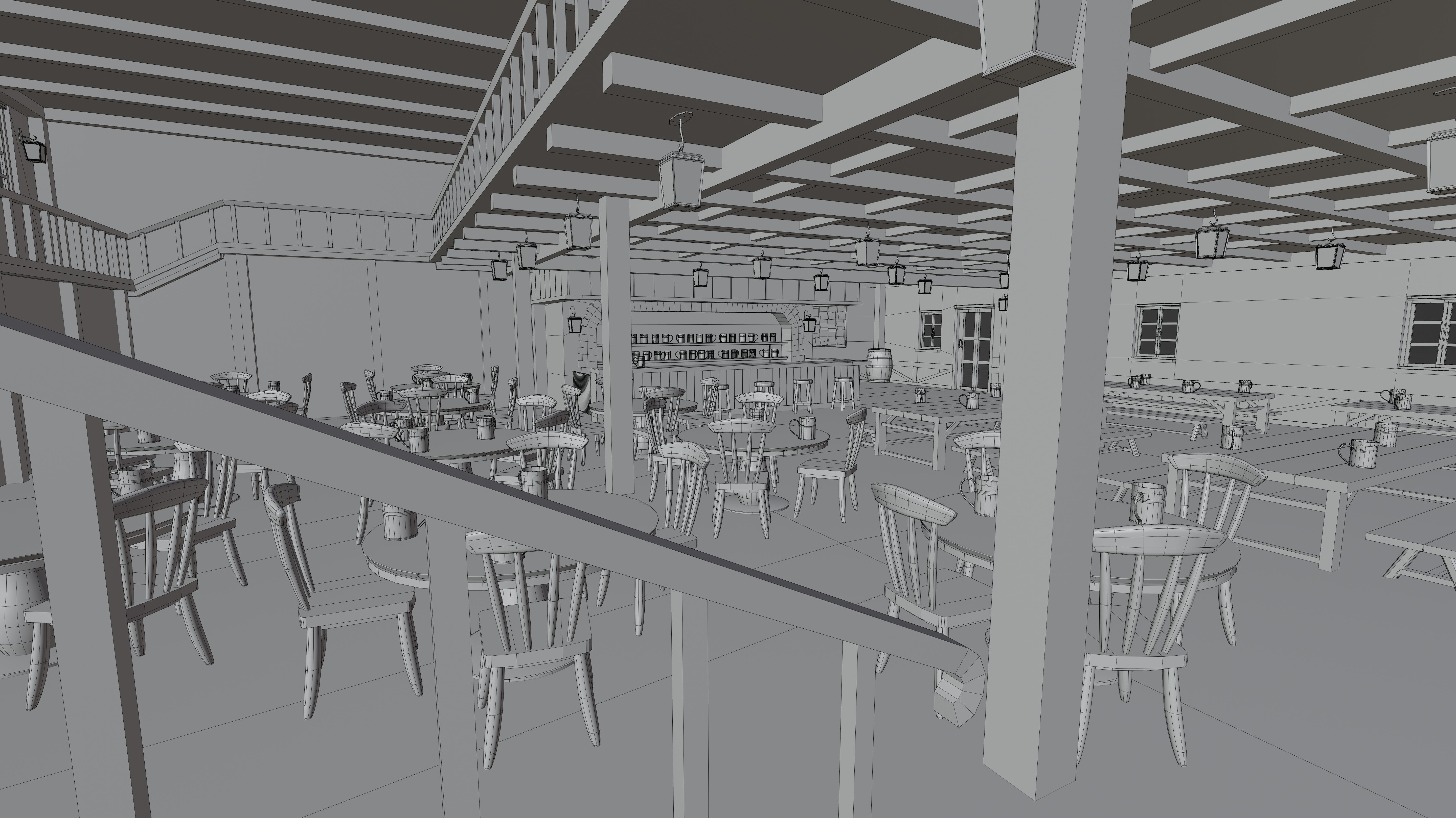 Toon Bar Medieval Low-poly 3D model_7