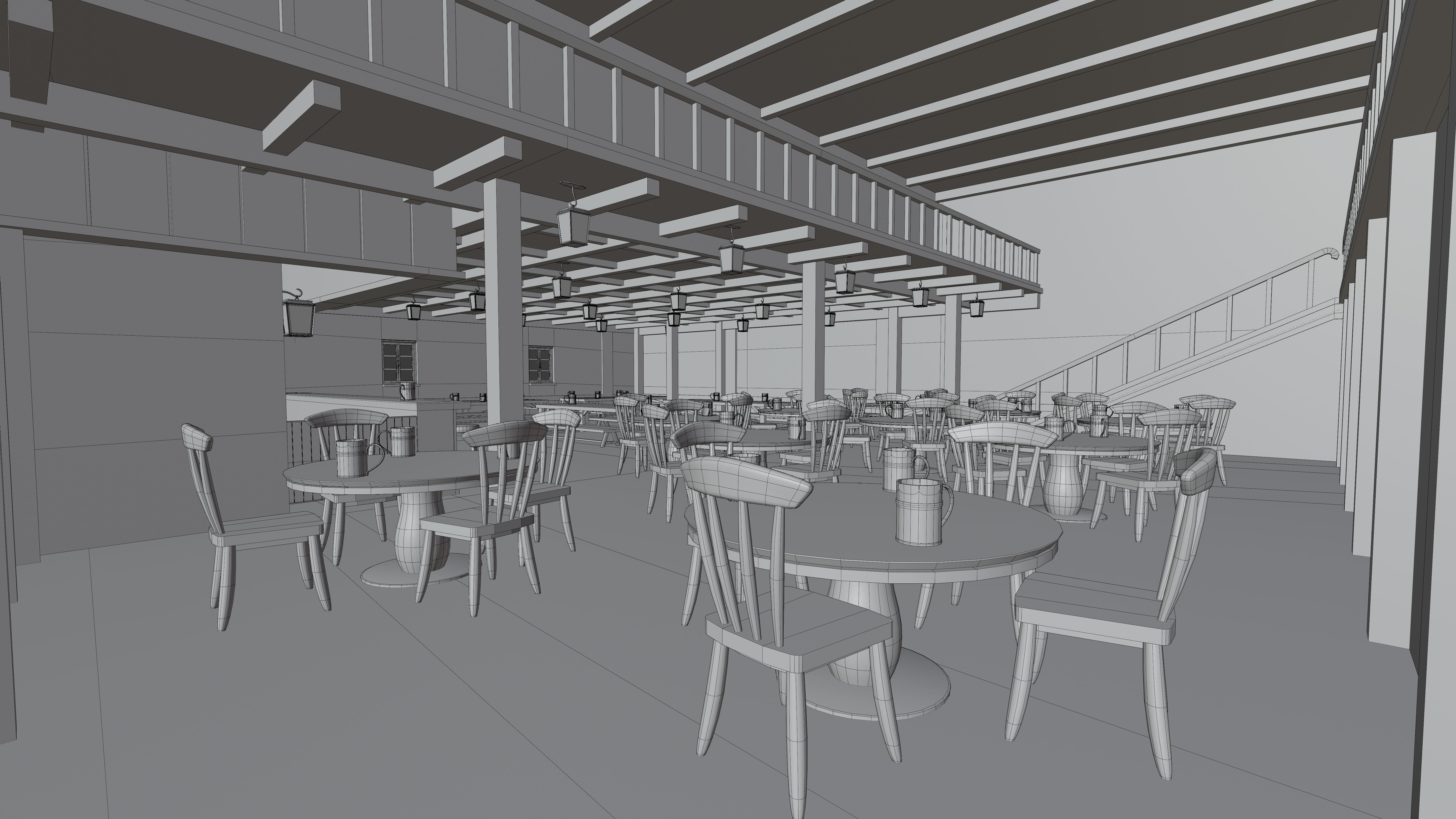 Toon Bar Medieval Low-poly 3D model_5