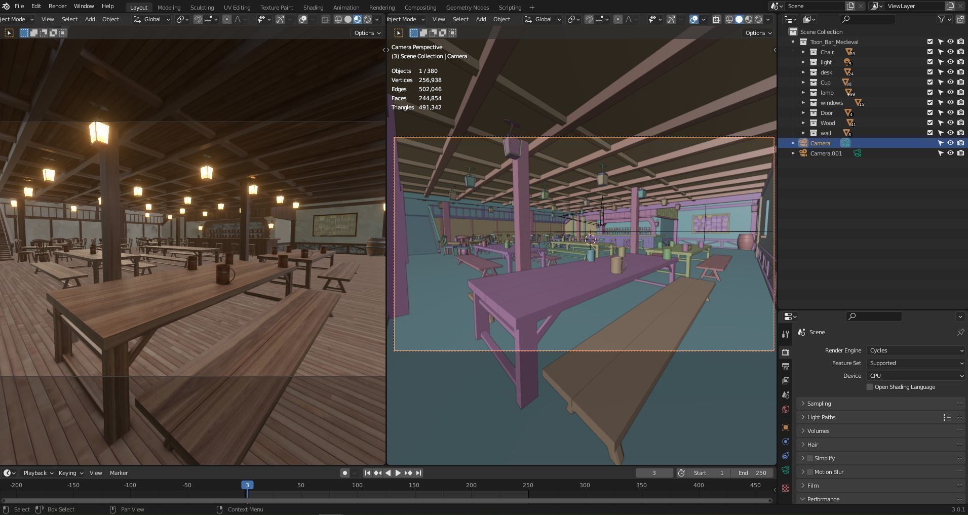 Toon Bar Medieval Low-poly 3D model_29