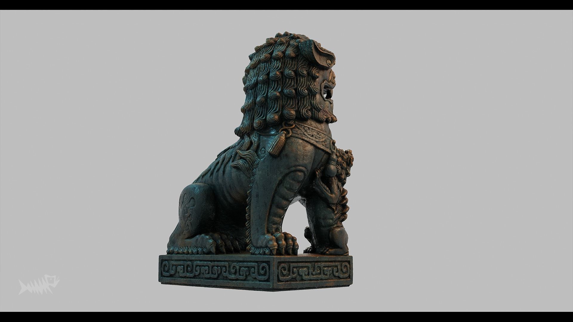 Lion C chinese statue of 3D model_7